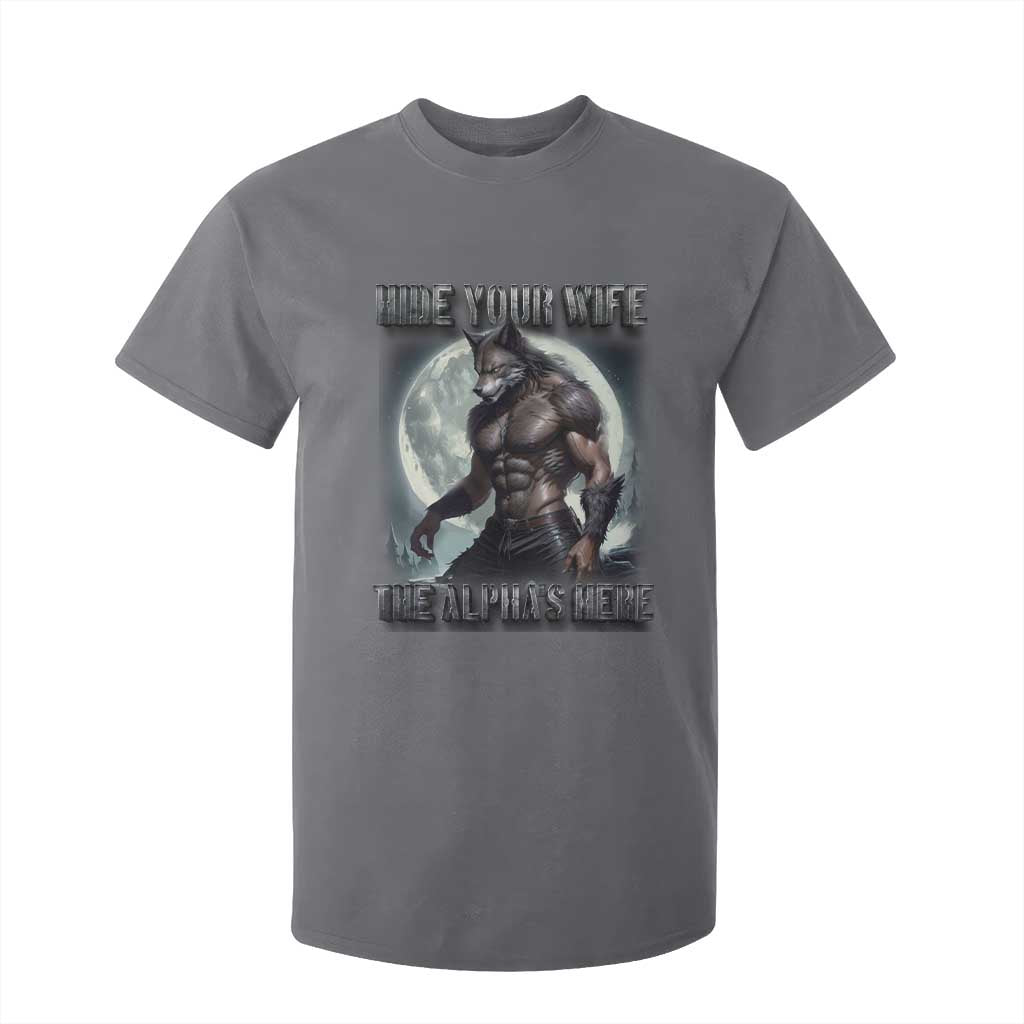 Alpha Wolf T Shirt For Kid Hide Your Wife The Alpha's Here TS09 Charcoal Print Your Wear