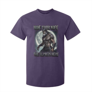 Alpha Wolf T Shirt For Kid Hide Your Wife The Alpha's Here TS09 Purple Print Your Wear