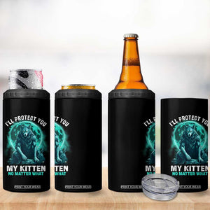 Funny Alpha Wolf 4 in 1 Can Cooler Tumbler I'll Protect You Kitten No Matter What TS09 Print Your Wear