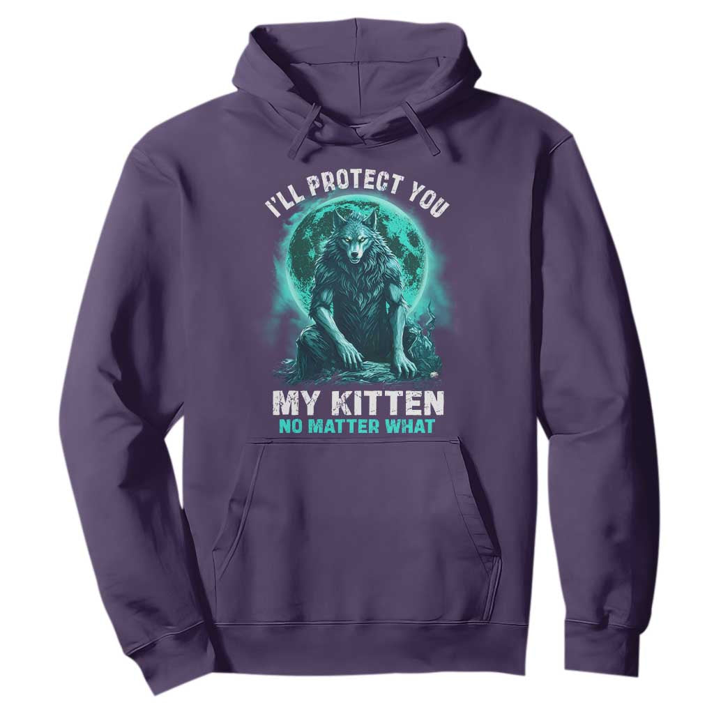 Funny Alpha Wolf Hoodie I'll Protect You Kitten No Matter What TS09 Purple Print Your Wear