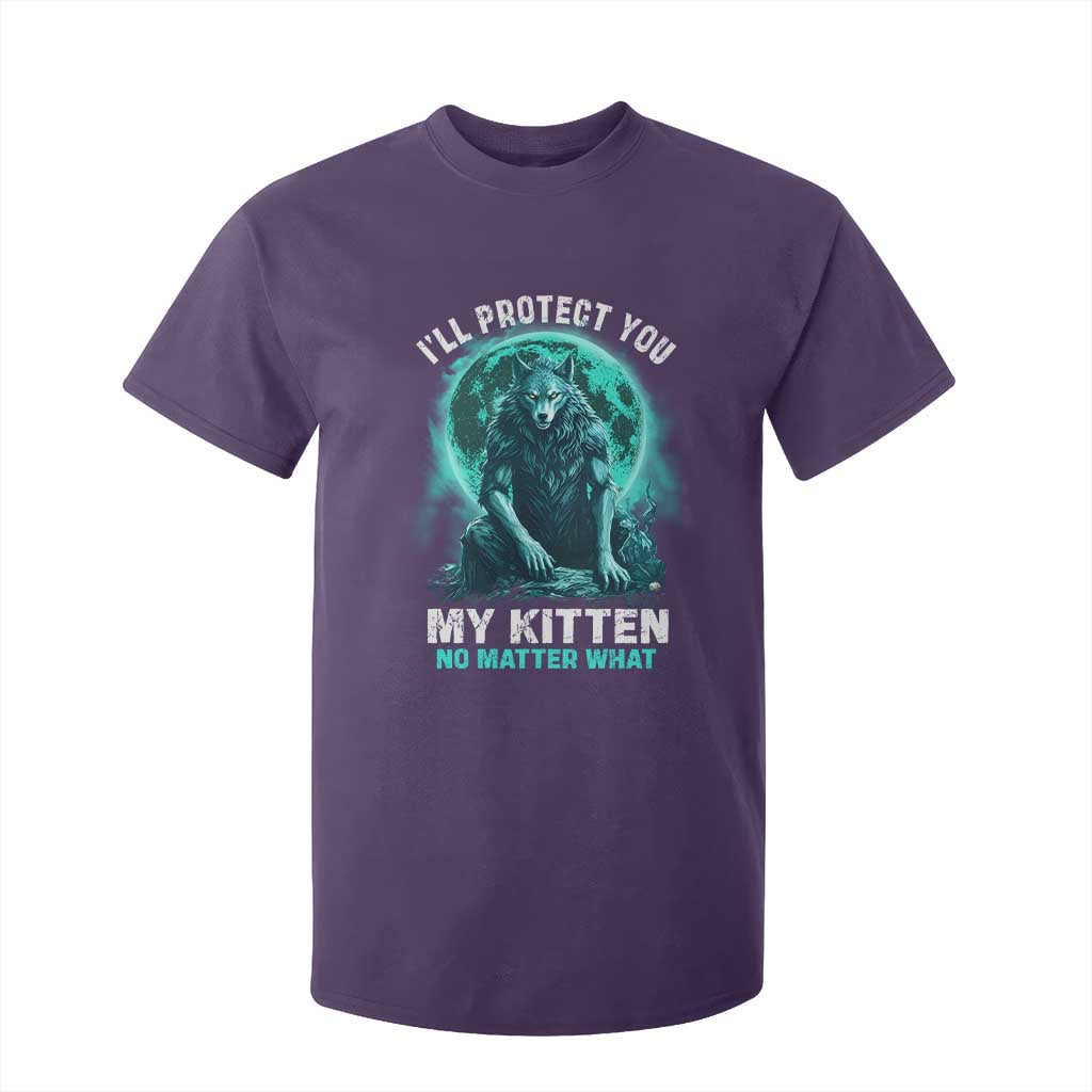 Funny Alpha Wolf T Shirt For Kid I'll Protect You Kitten No Matter What TS09 Purple Print Your Wear