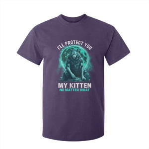 Funny Alpha Wolf T Shirt For Kid I'll Protect You Kitten No Matter What TS09 Purple Print Your Wear