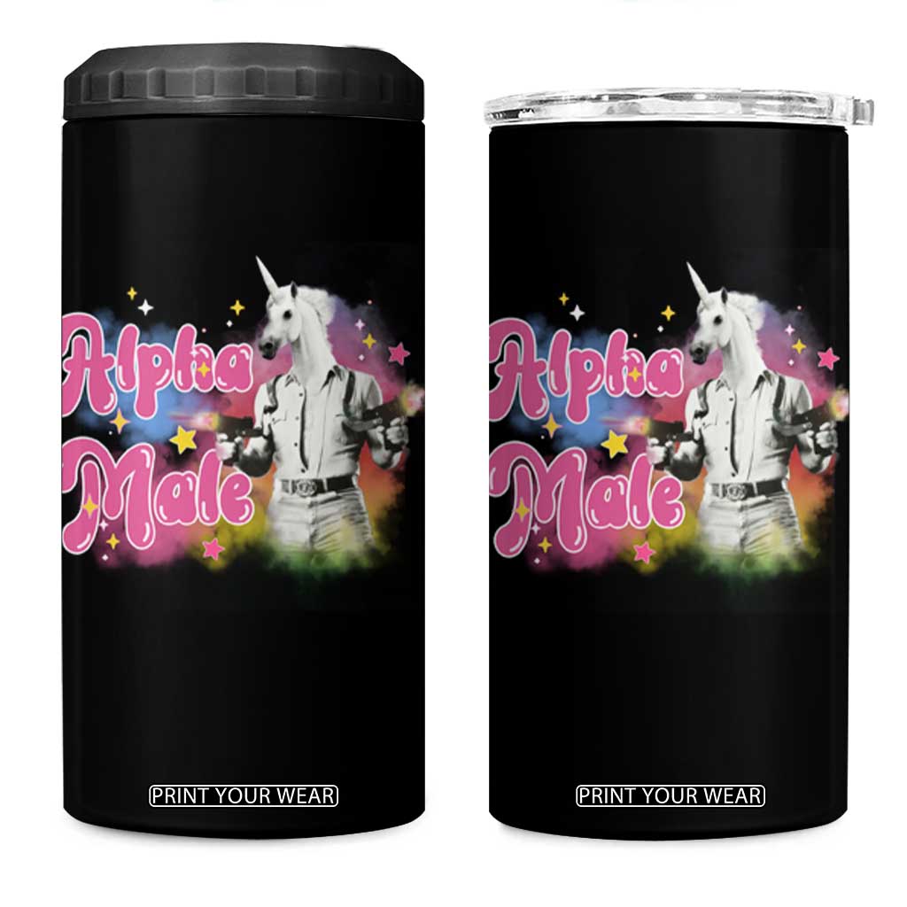 Funny Alpha Male Unicorn 4 in 1 Can Cooler Tumbler TS09 One Size: 16 oz Black Print Your Wear