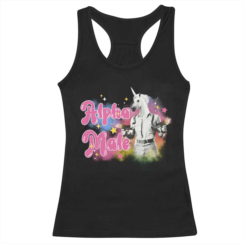 Funny Alpha Male Unicorn Racerback Tank Top TS09 Black Print Your Wear