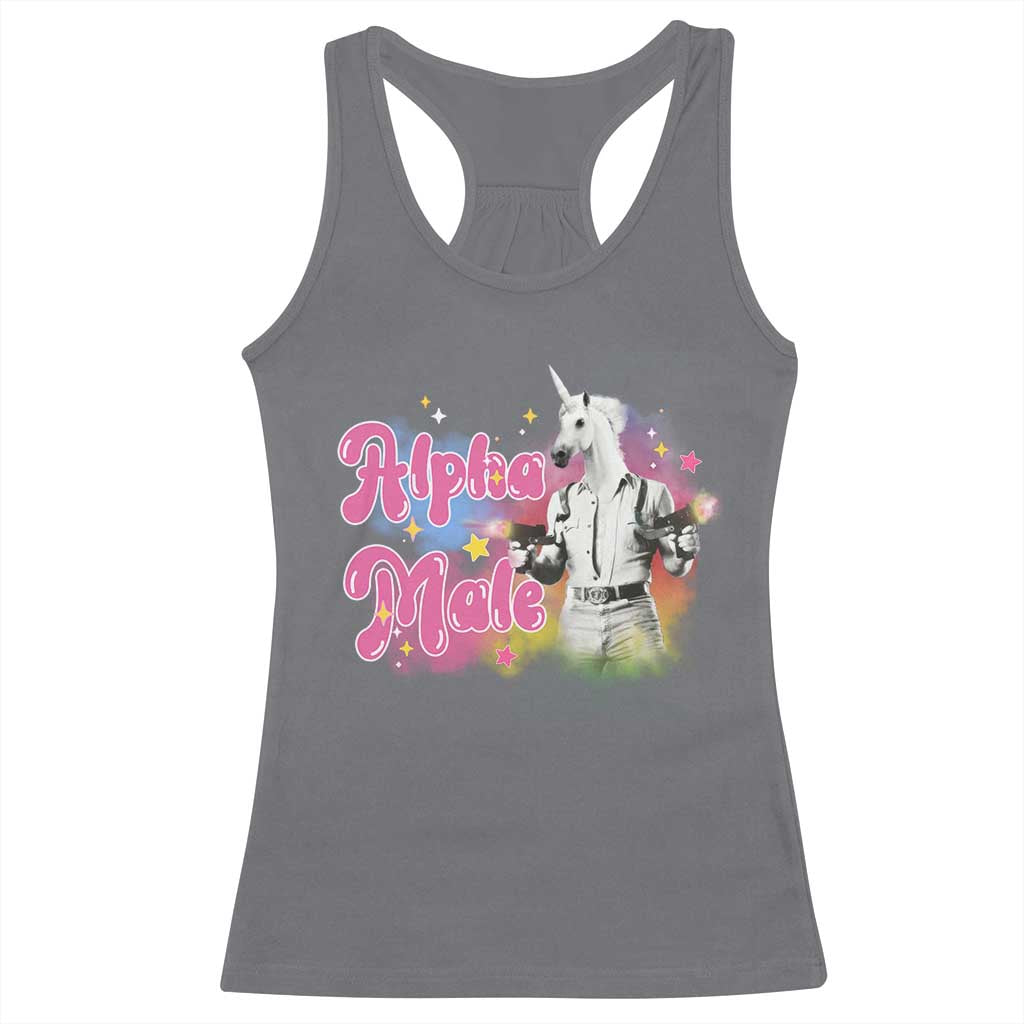 Funny Alpha Male Unicorn Racerback Tank Top TS09 Charcoal Print Your Wear