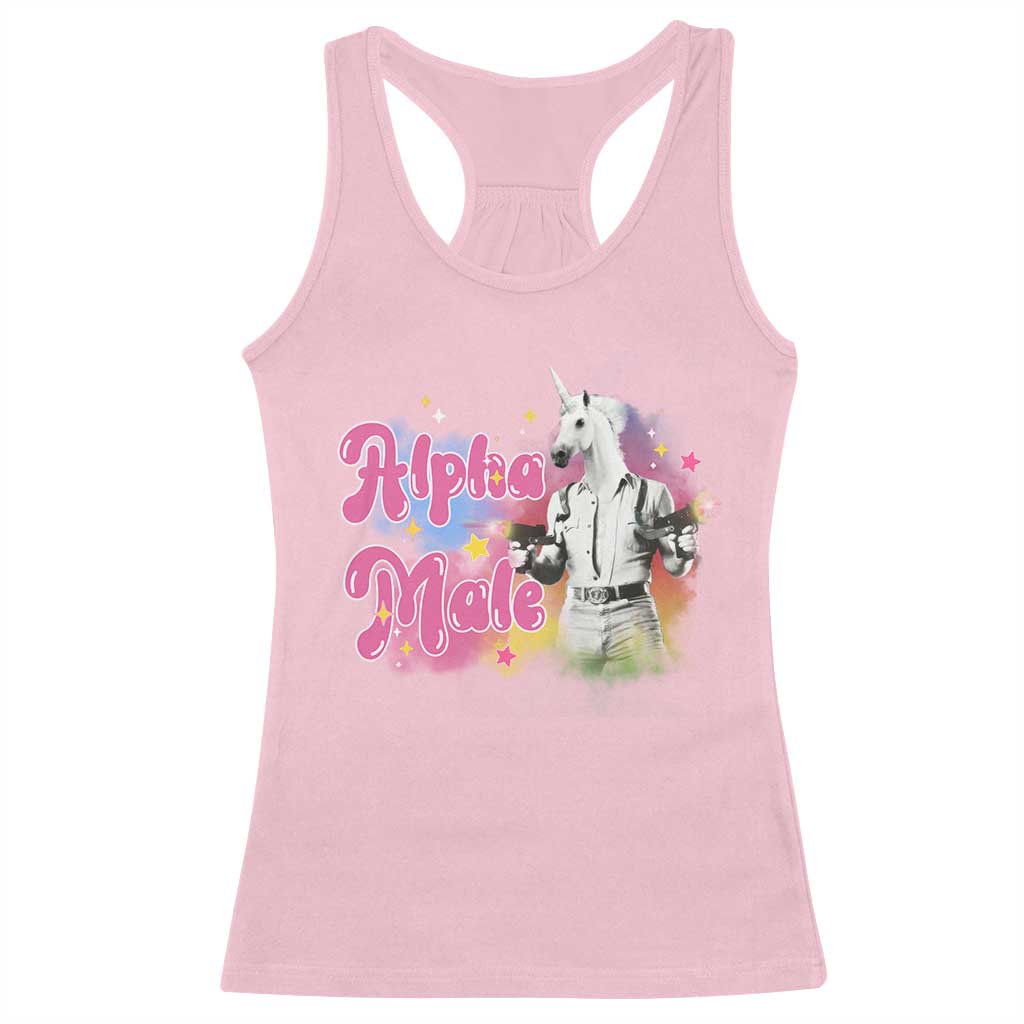 Funny Alpha Male Unicorn Racerback Tank Top TS09 Light Pink Print Your Wear