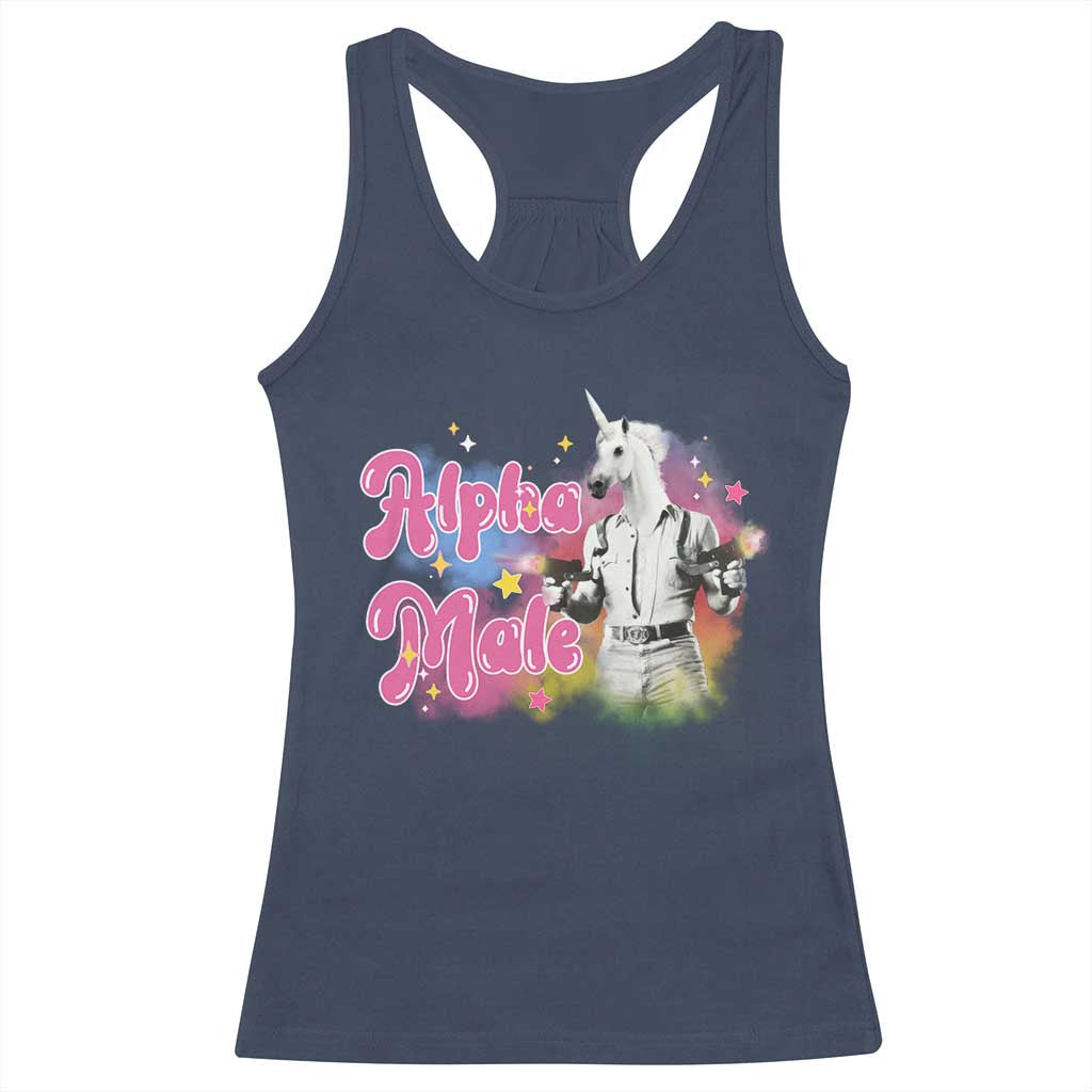 Funny Alpha Male Unicorn Racerback Tank Top TS09 Navy Print Your Wear