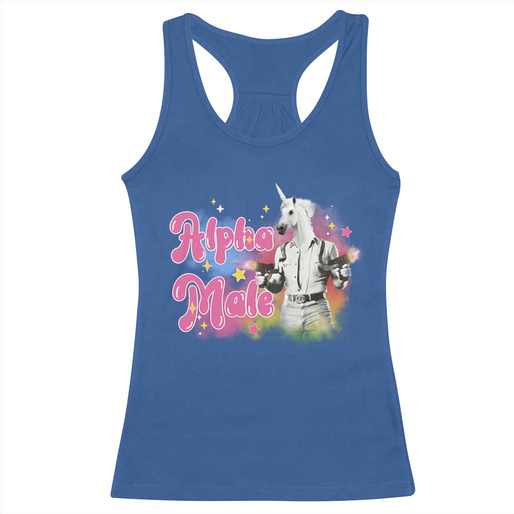 Funny Alpha Male Unicorn Racerback Tank Top TS09 Royal Blue Print Your Wear