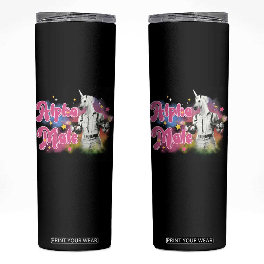 Funny Alpha Male Unicorn Skinny Tumbler TS09 Black Print Your Wear