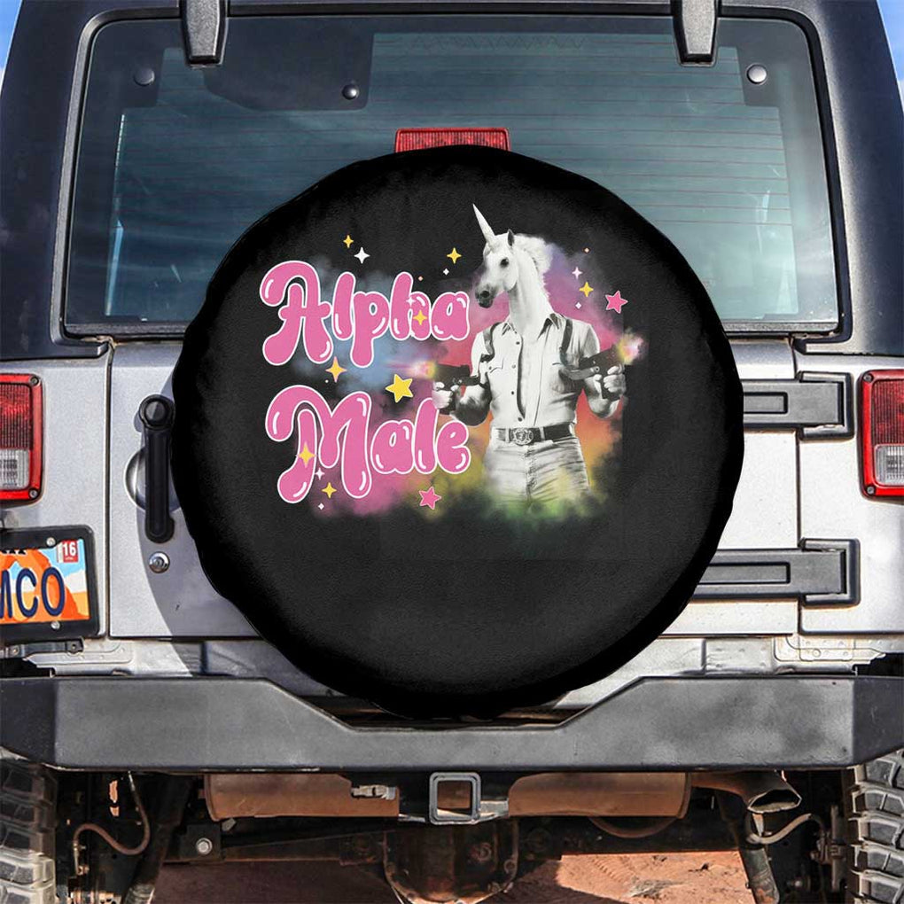 Funny Alpha Male Unicorn Spare Tire Cover TS09 No hole Black Print Your Wear