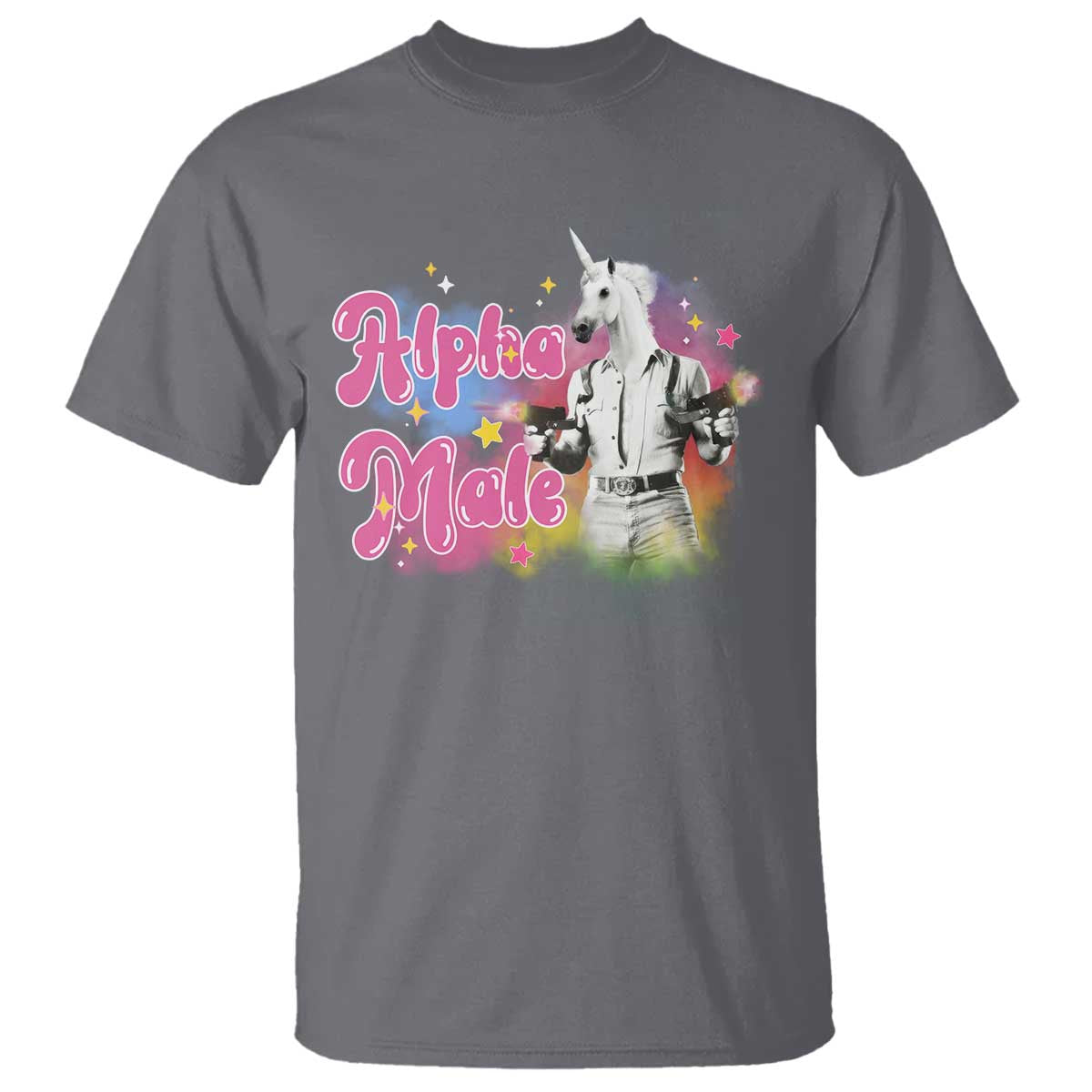 Funny Alpha Male Unicorn T Shirt TS09 Charcoal Print Your Wear