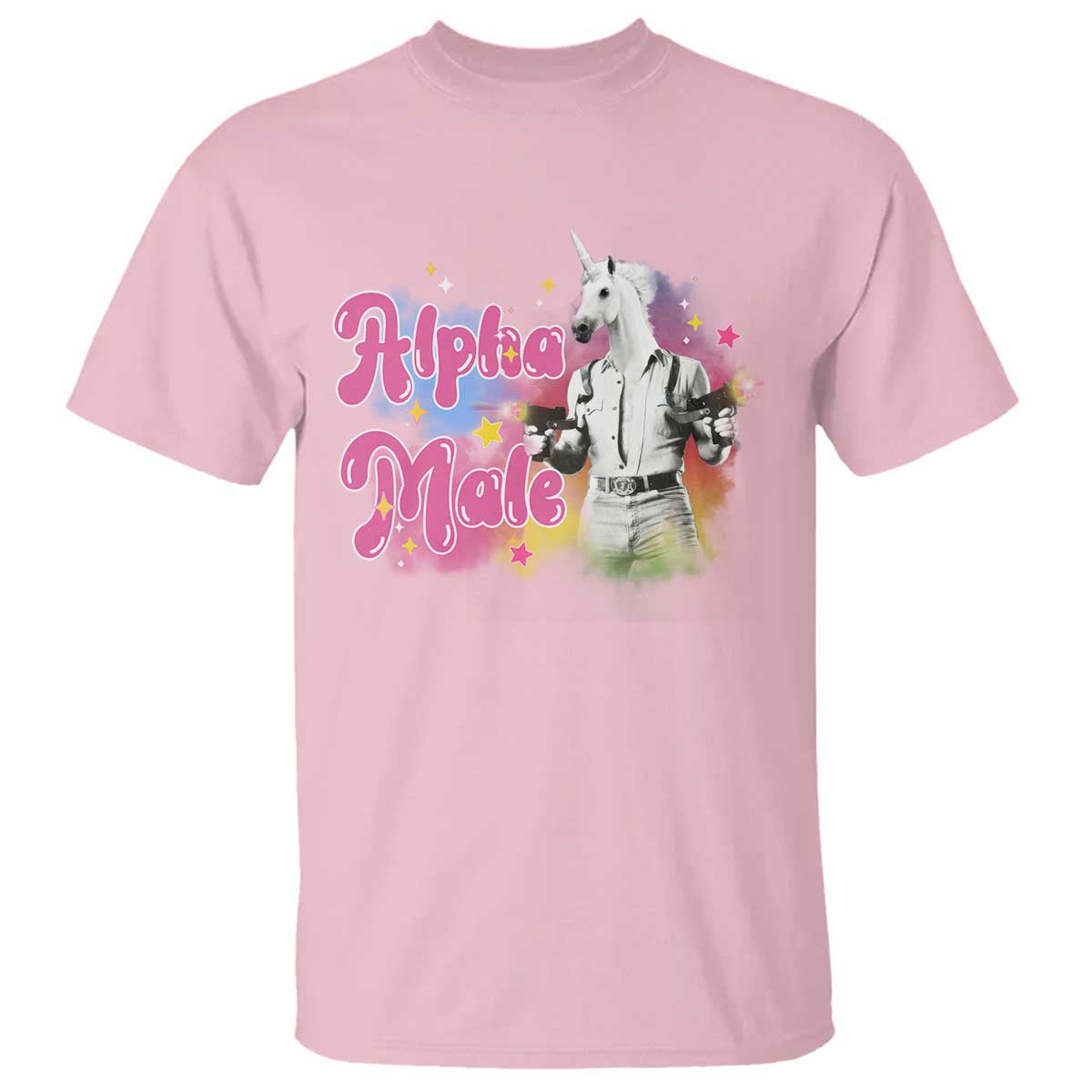 Funny Alpha Male Unicorn T Shirt TS09 Light Pink Print Your Wear
