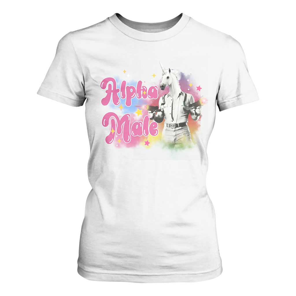 Funny Alpha Male Unicorn T Shirt For Women TS09 White Print Your Wear