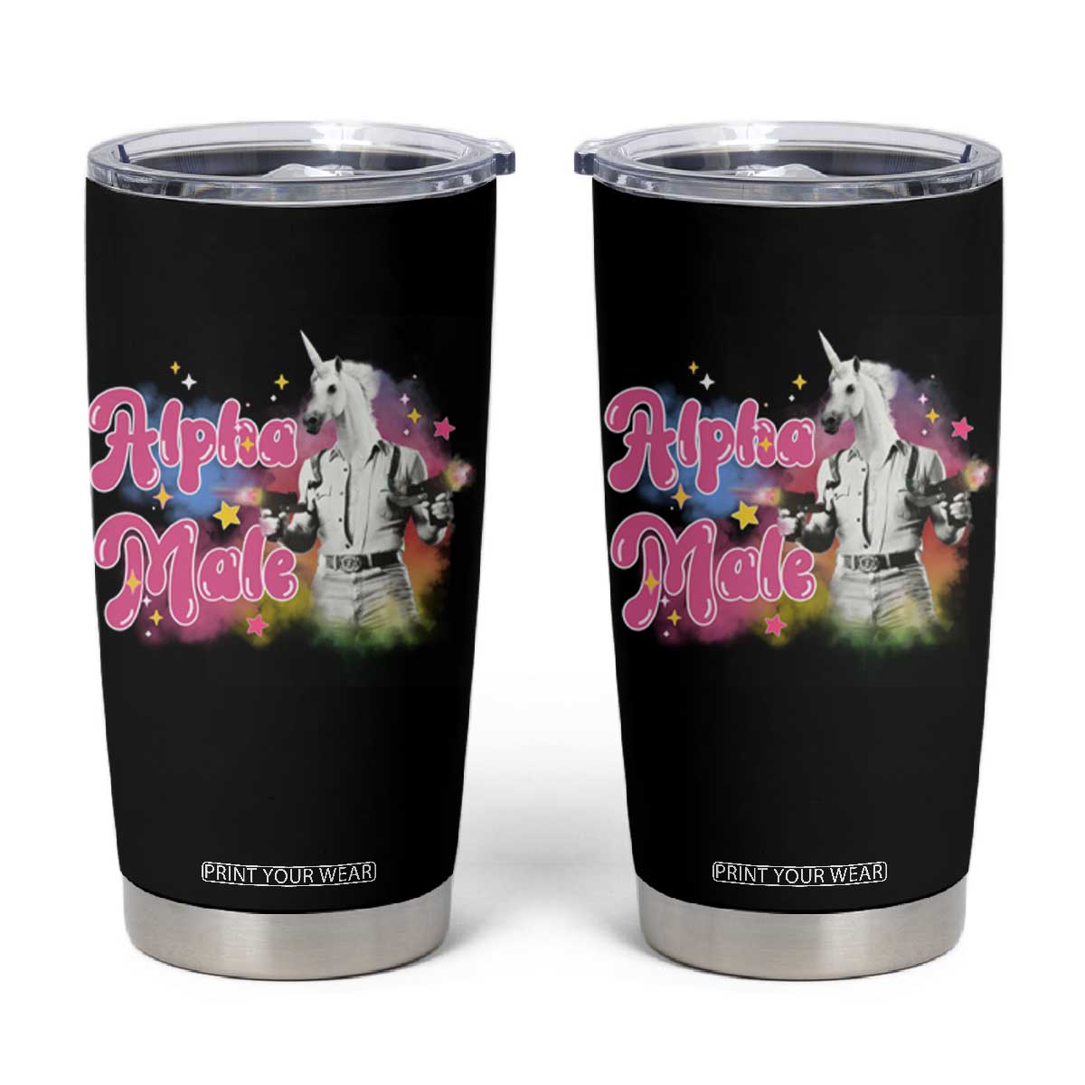 Funny Alpha Male Unicorn Tumbler Cup TS09 Black Print Your Wear