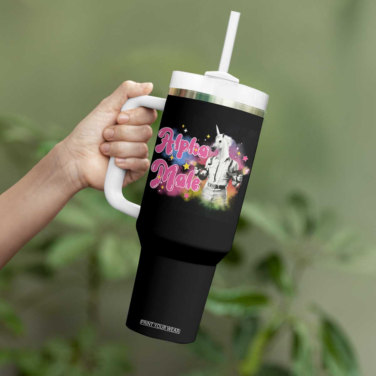Funny Alpha Male Unicorn Tumbler With Handle TS09 Print Your Wear