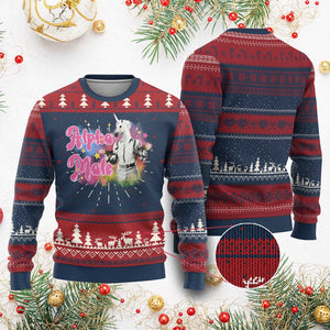Funny Alpha Male Unicorn Ugly Christmas Sweater TS09 Burgundy Print Your Wear