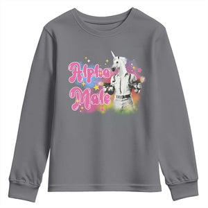 Funny Alpha Male Unicorn Youth Sweatshirt TS09 Charcoal Print Your Wear
