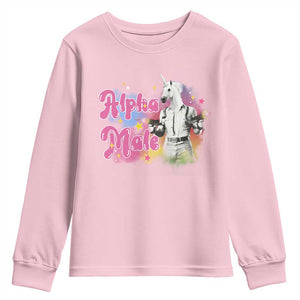 Funny Alpha Male Unicorn Youth Sweatshirt TS09 Light Pink Print Your Wear