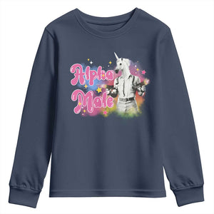 Funny Alpha Male Unicorn Youth Sweatshirt TS09 Navy Print Your Wear