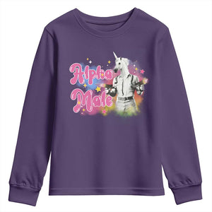 Funny Alpha Male Unicorn Youth Sweatshirt TS09 Purple Print Your Wear