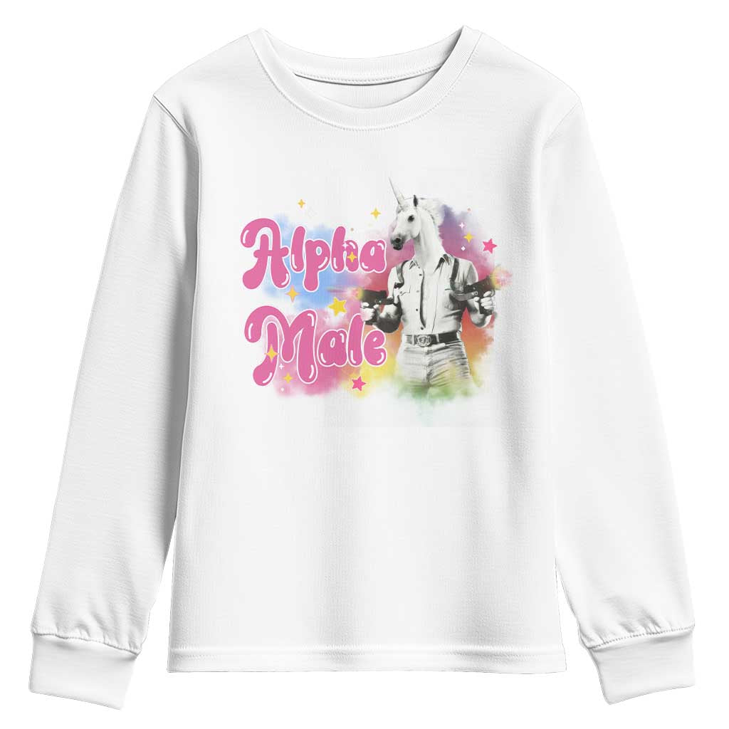 Funny Alpha Male Unicorn Youth Sweatshirt TS09 White Print Your Wear