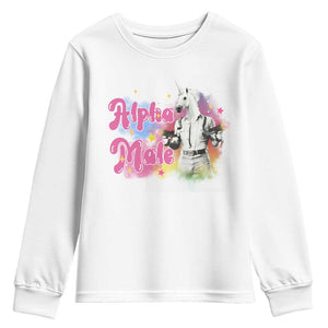 Funny Alpha Male Unicorn Youth Sweatshirt TS09 White Print Your Wear