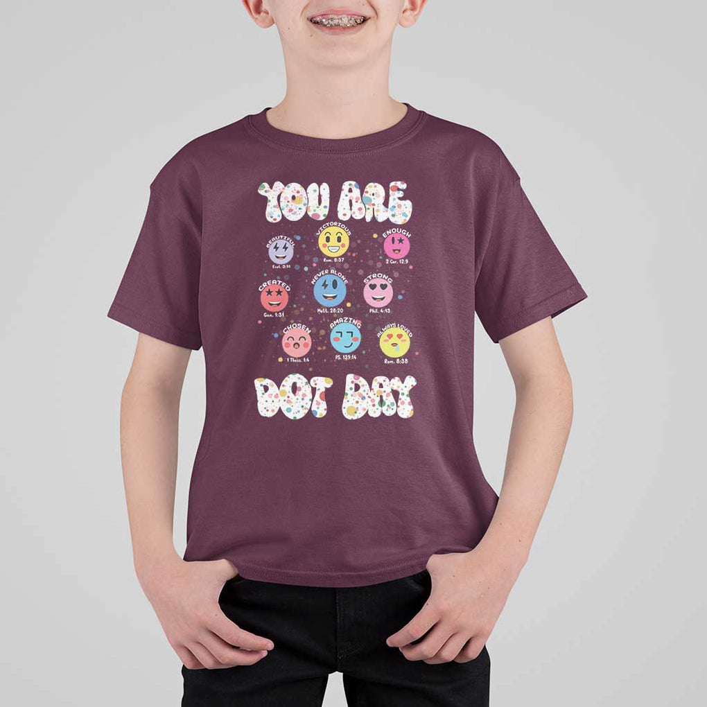 Christian Hippie Face You Are Dot Day T Shirt For Kid TS09 Maroon Print Your Wear