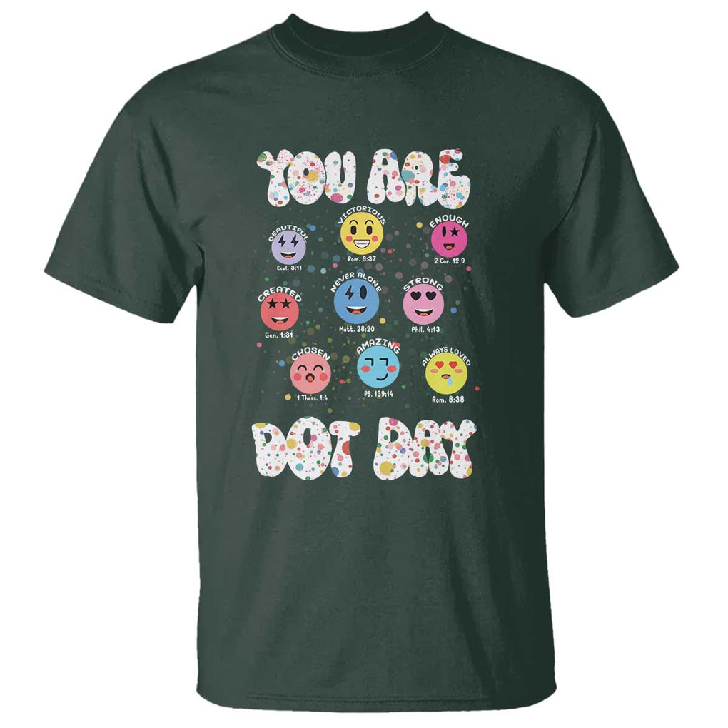 Christian Hippie Face You Are Dot Day T Shirt TS09 Dark Forest Green Print Your Wear