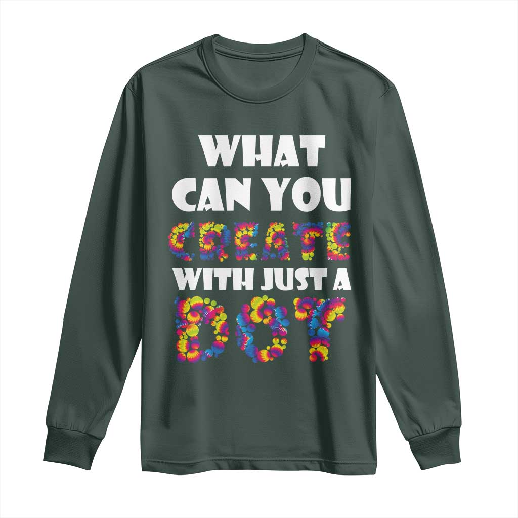 Happy Dot Day Long Sleeve Shirt What Can You Create With Just A Dot TS09 Dark Forest Green Print Your Wear