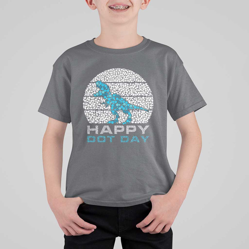 Happy Dot Day Funny Dinosaur T Shirt For Kid TS09 Charcoal Print Your Wear