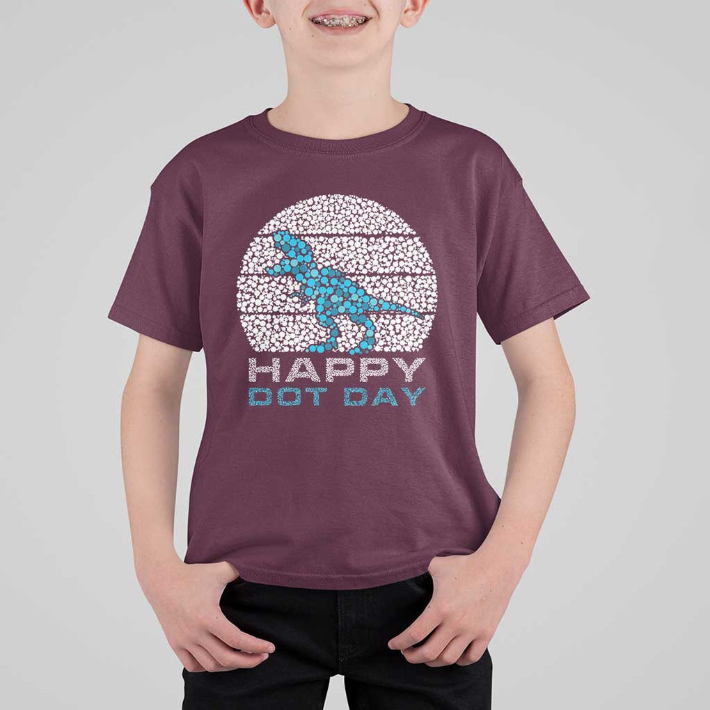 Happy Dot Day Funny Dinosaur T Shirt For Kid TS09 Maroon Print Your Wear