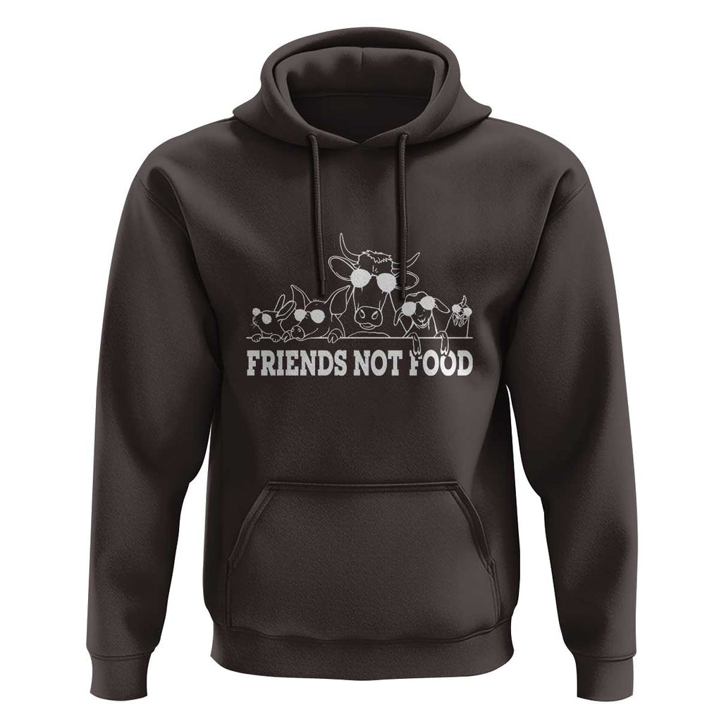 Vegetarian Hoodie Friends Not Food TS09 Dark Chocolate Print Your Wear