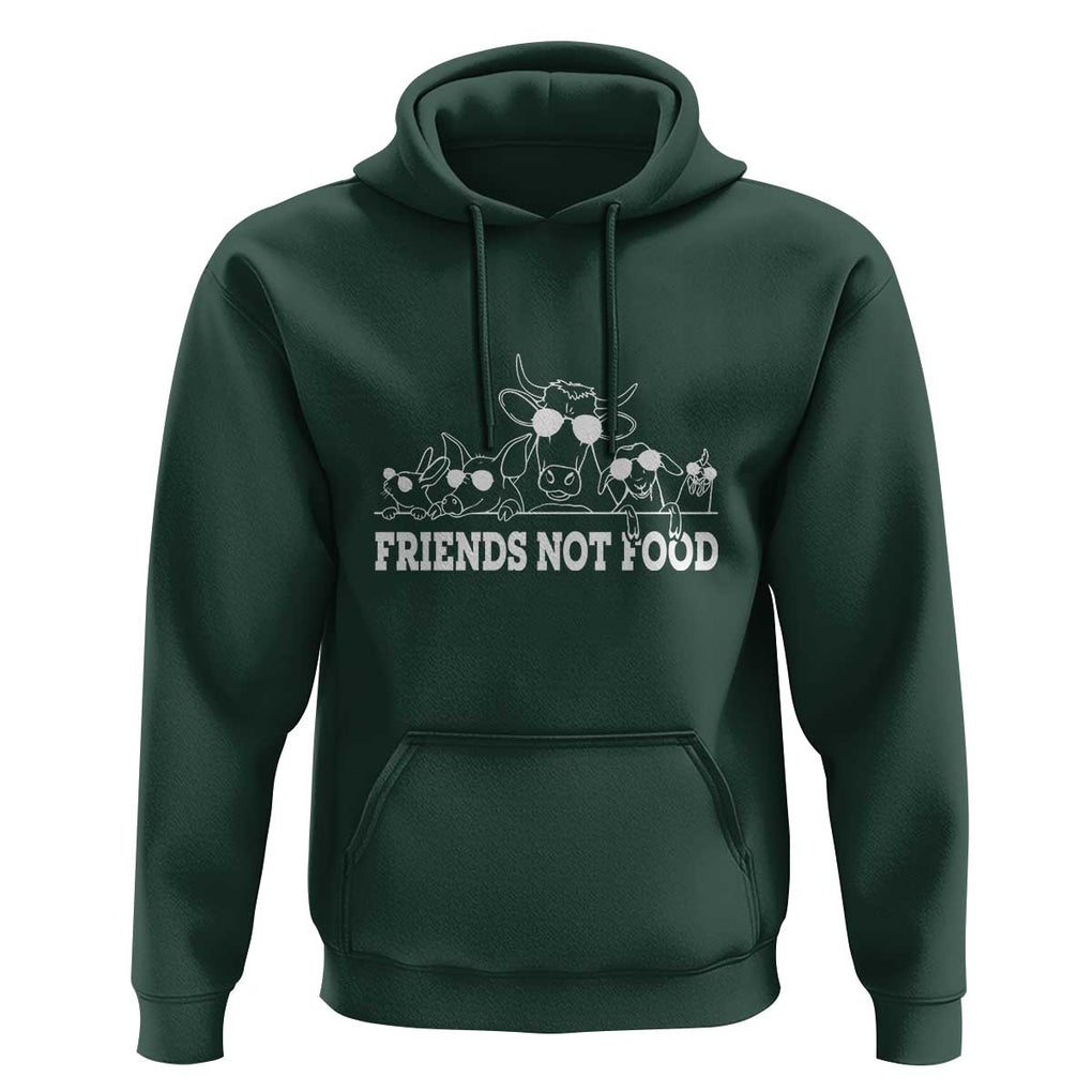 Vegetarian Hoodie Friends Not Food TS09 Dark Forest Green Print Your Wear