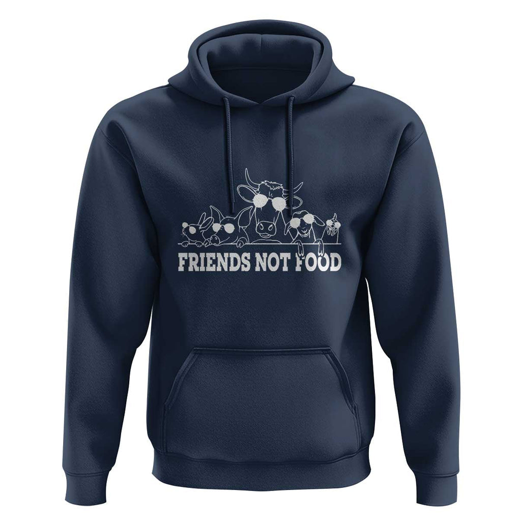 Vegetarian Hoodie Friends Not Food TS09 Navy Print Your Wear