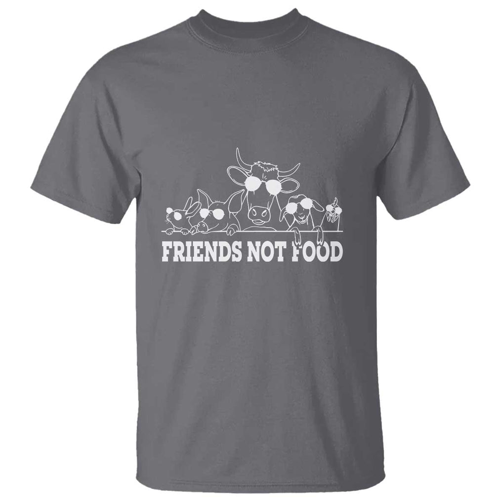 Vegetarian T Shirt Friends Not Food TS09 Charcoal Print Your Wear