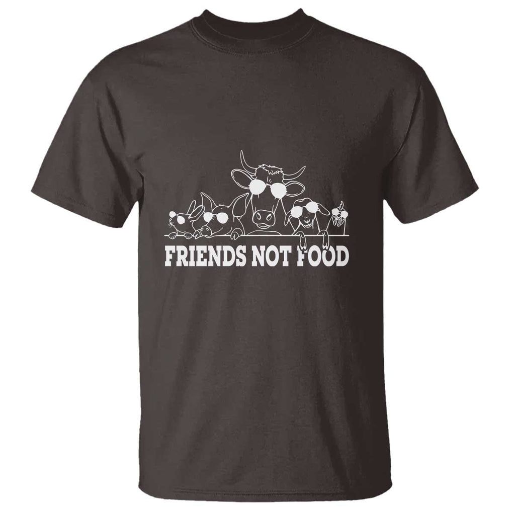 Vegetarian T Shirt Friends Not Food TS09 Dark Chocolate Print Your Wear