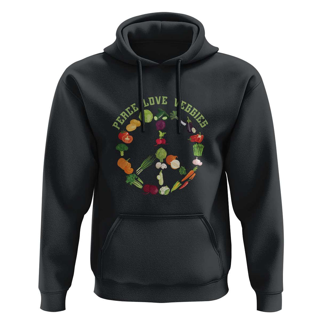 Vegetarian Hoodie Peace Love Veggies TS09 Black Print Your Wear