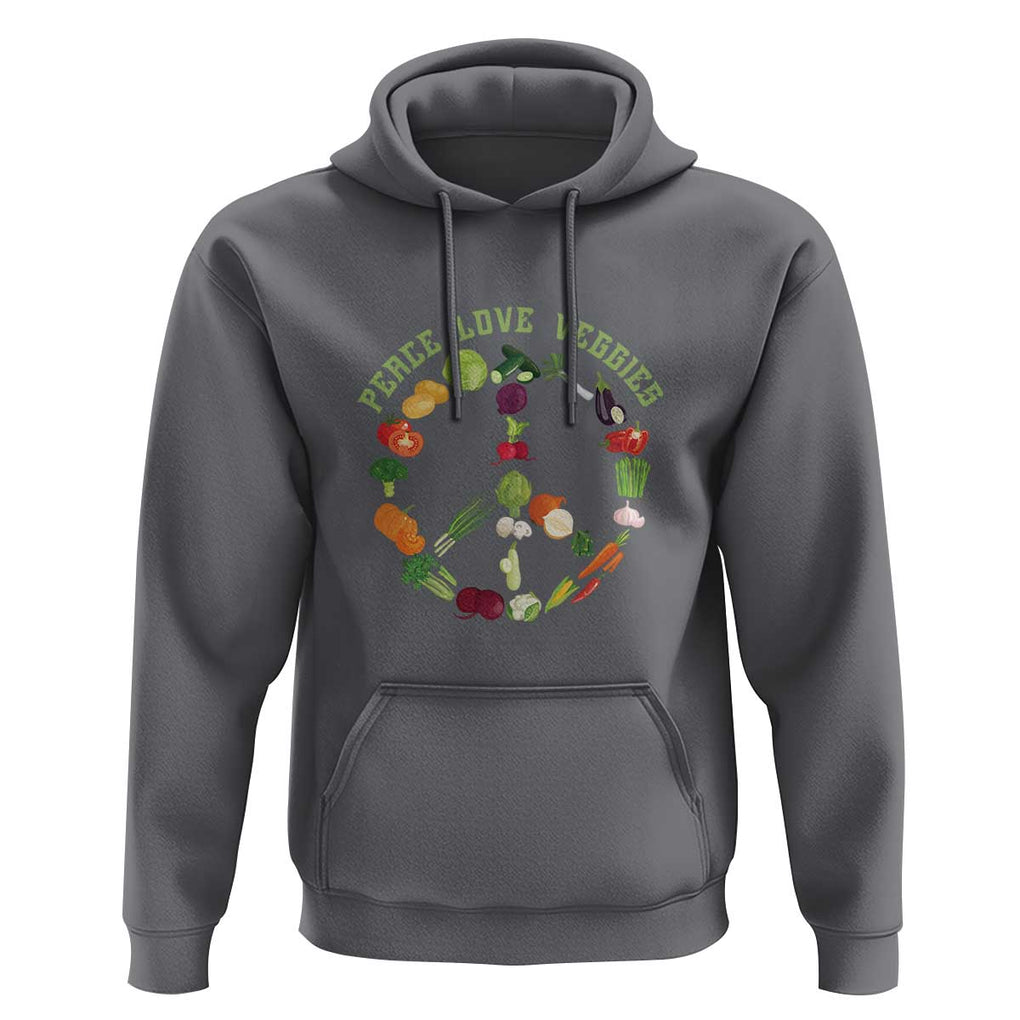 Vegetarian Hoodie Peace Love Veggies TS09 Charcoal Print Your Wear
