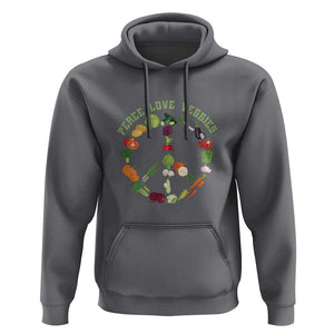 Vegetarian Hoodie Peace Love Veggies TS09 Charcoal Print Your Wear
