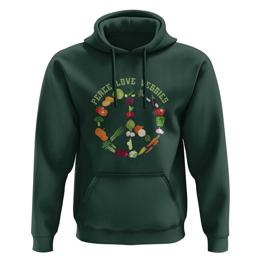 Vegetarian Hoodie Peace Love Veggies TS09 Dark Forest Green Print Your Wear