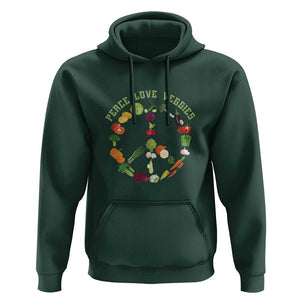 Vegetarian Hoodie Peace Love Veggies TS09 Dark Forest Green Print Your Wear