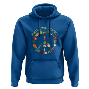 Vegetarian Hoodie Peace Love Veggies TS09 Royal Blue Print Your Wear