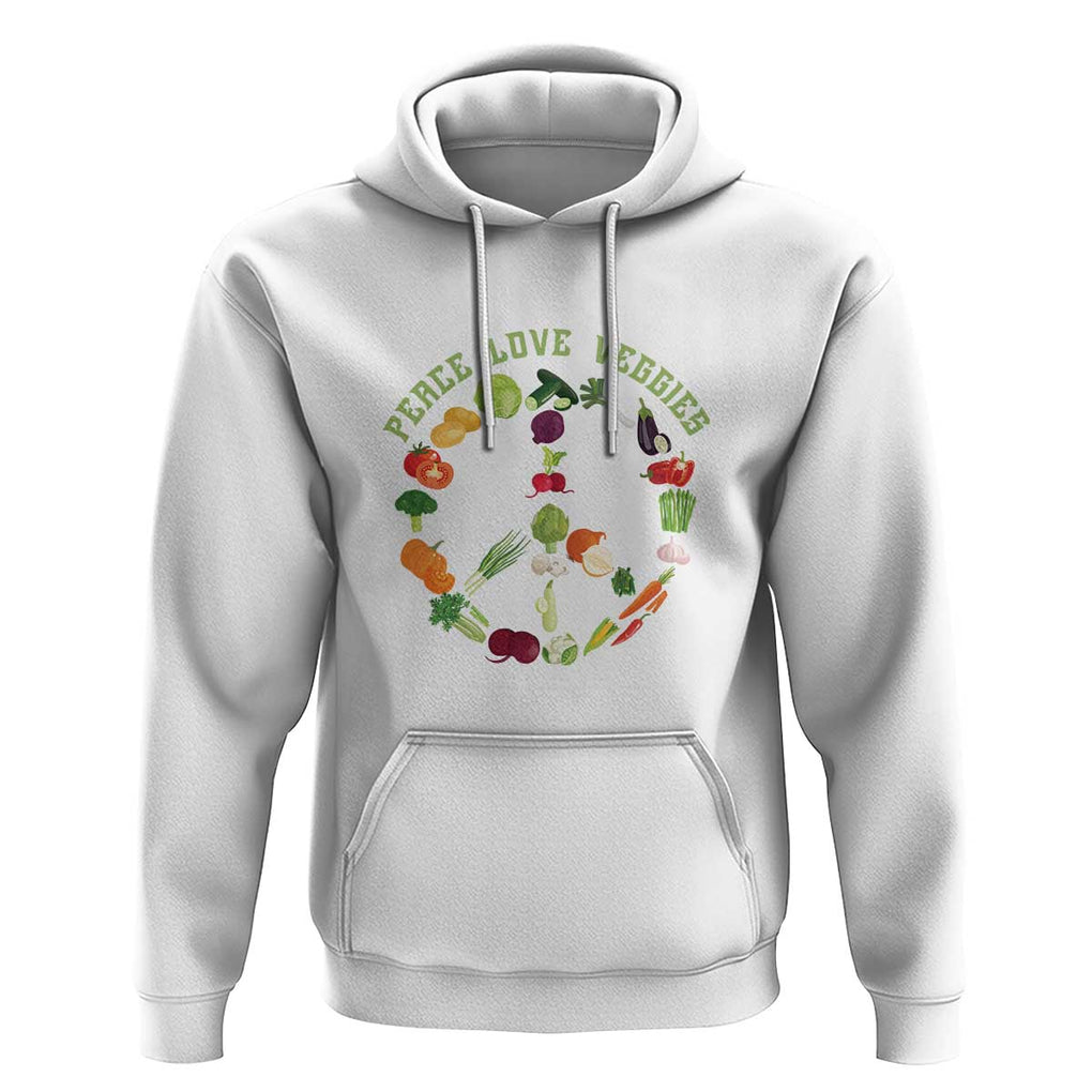 Vegetarian Hoodie Peace Love Veggies TS09 White Print Your Wear