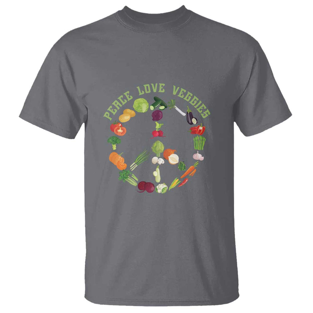 Vegetarian T Shirt Peace Love Veggies TS09 Charcoal Print Your Wear