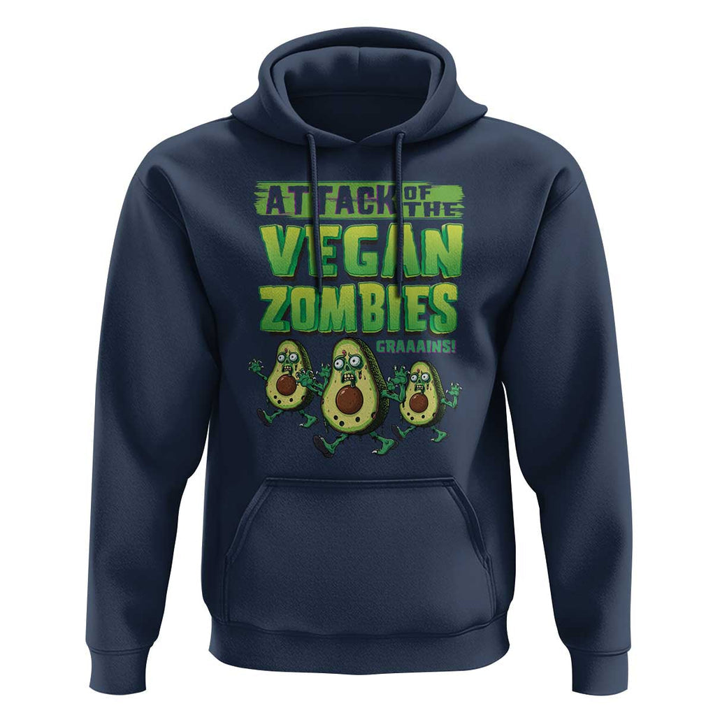 Halloween Vegetarian Hoodie Attack of the Vegan Zombies TS09 Navy Print Your Wear