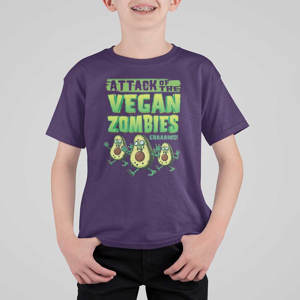 Halloween Vegetarian T Shirt For Kid Attack of the Vegan Zombies TS09 Purple Print Your Wear