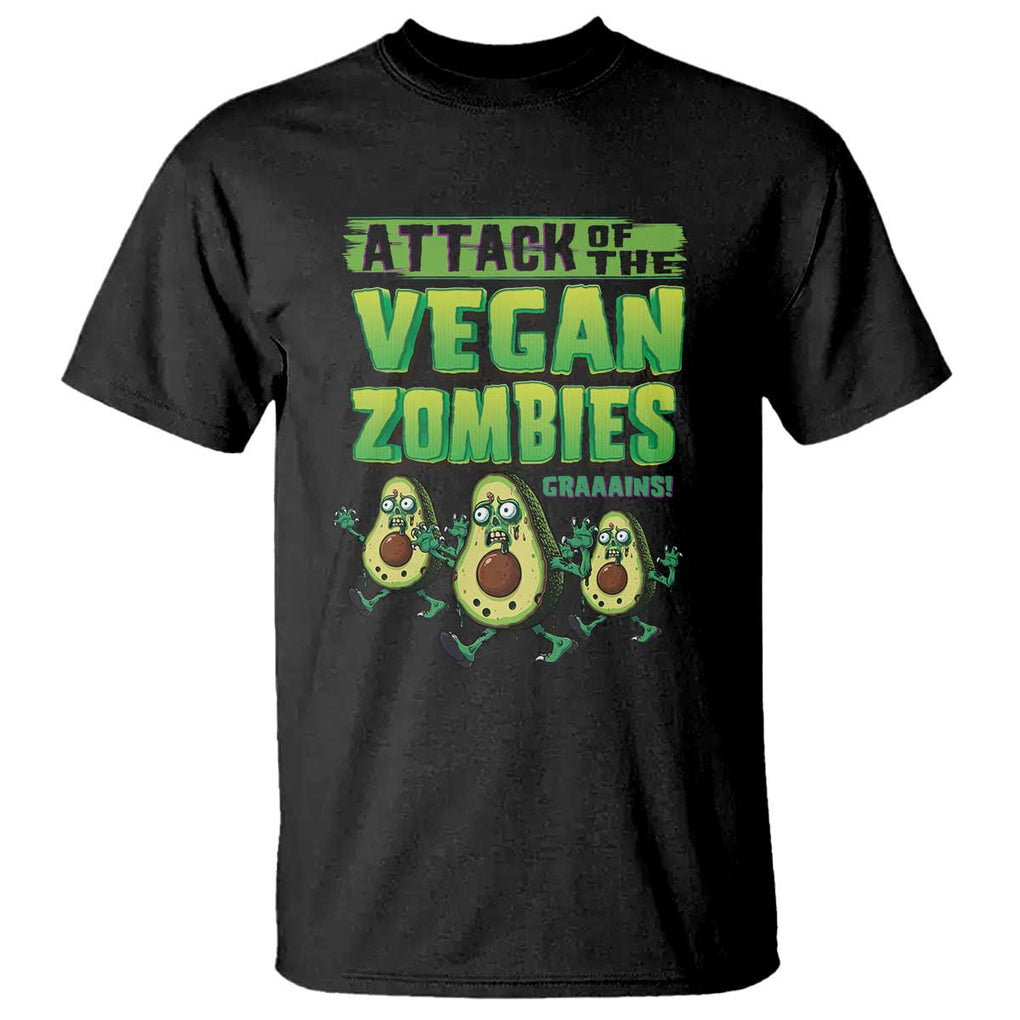 Halloween Vegetarian T Shirt Attack of the Vegan Zombies TS09 Black Print Your Wear