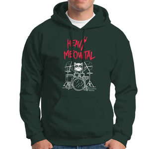 Heavy Metal Hoodie Cat Drummer Meowtal Rock Drum Band TS09 Dark Forest Green Print Your Wear