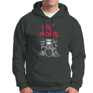 Heavy Metal Hoodie Cat Drummer Meowtal Rock Drum Band TS09 Dark Heather Print Your Wear