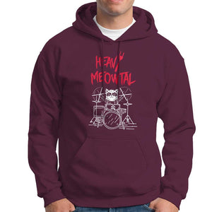 Heavy Metal Hoodie Cat Drummer Meowtal Rock Drum Band TS09 Maroon Print Your Wear